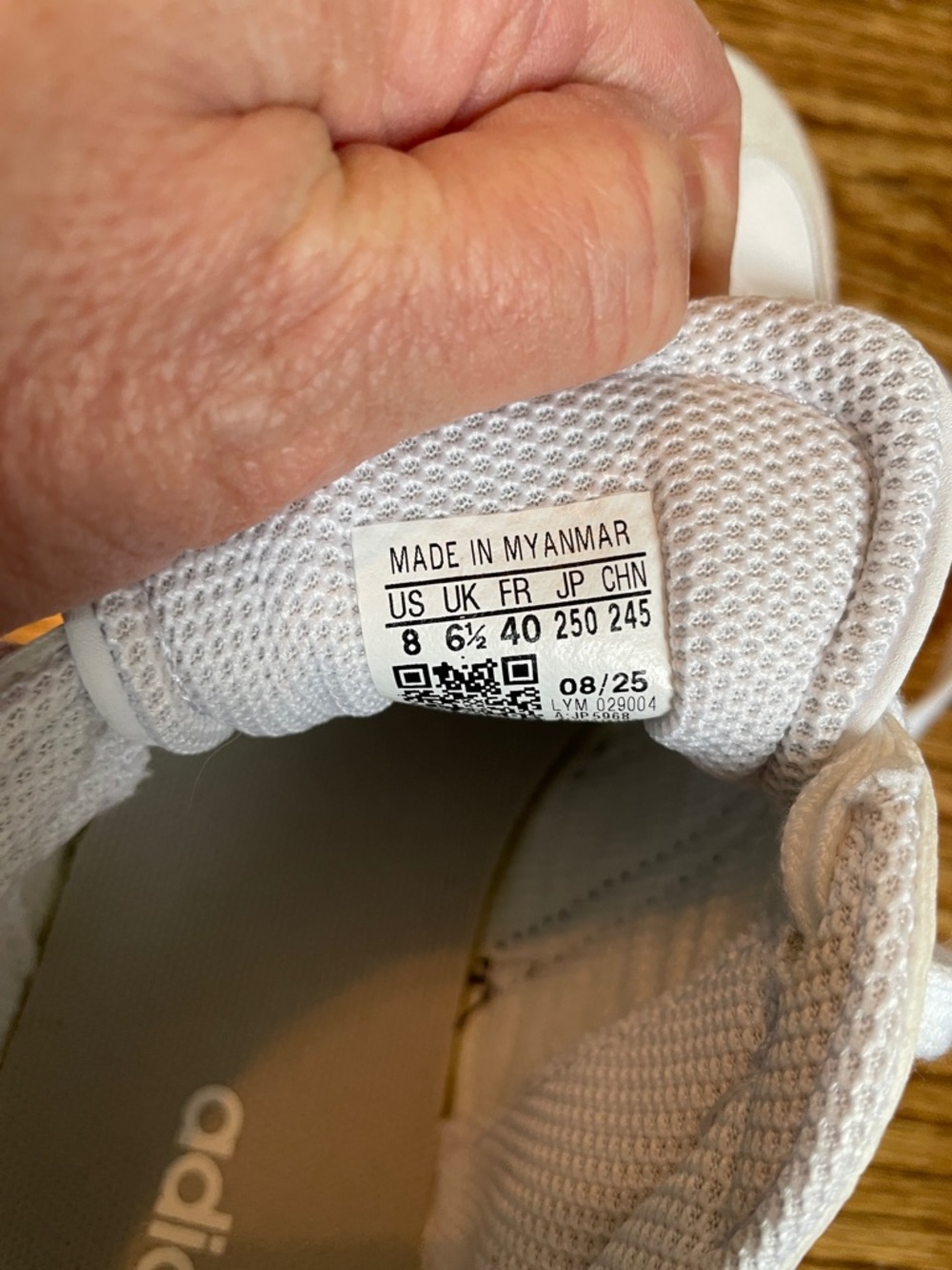 adidas White, Black & Tan Retro Court Sneakers - Picture 6 of 6